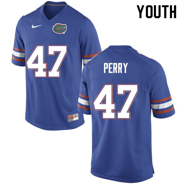 Youth #47 Austin Perry Florida Gators College Football Jersey Blue